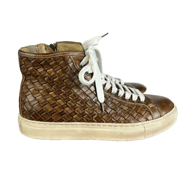 Benheart Calzolaria Coseana Sneaker Womens 37 Brown Braided Leather High Top - Picture 1 of 16